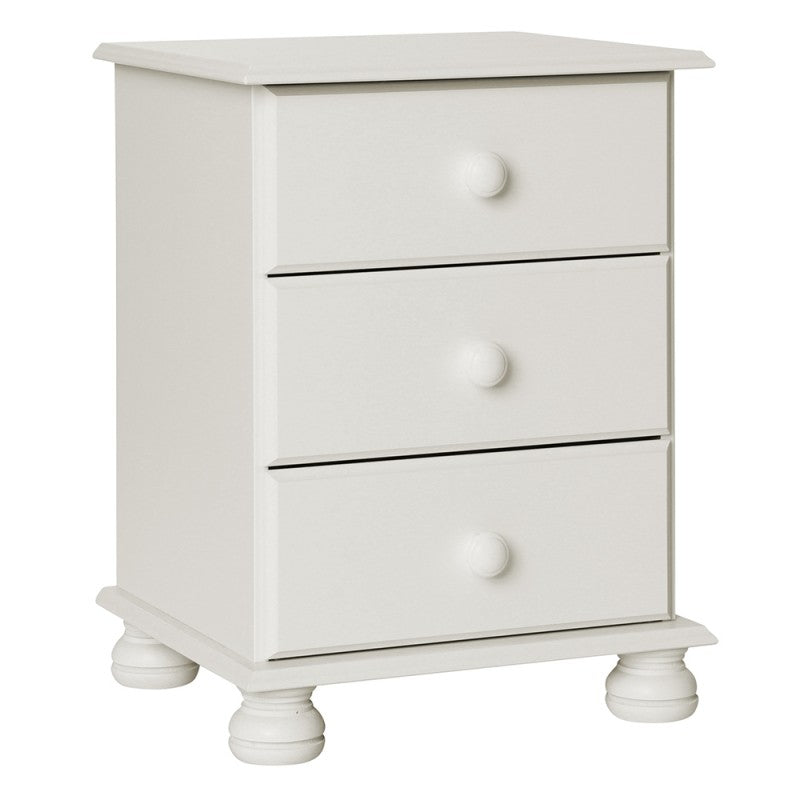 Copenhagen 3 Drawer Bedside in White