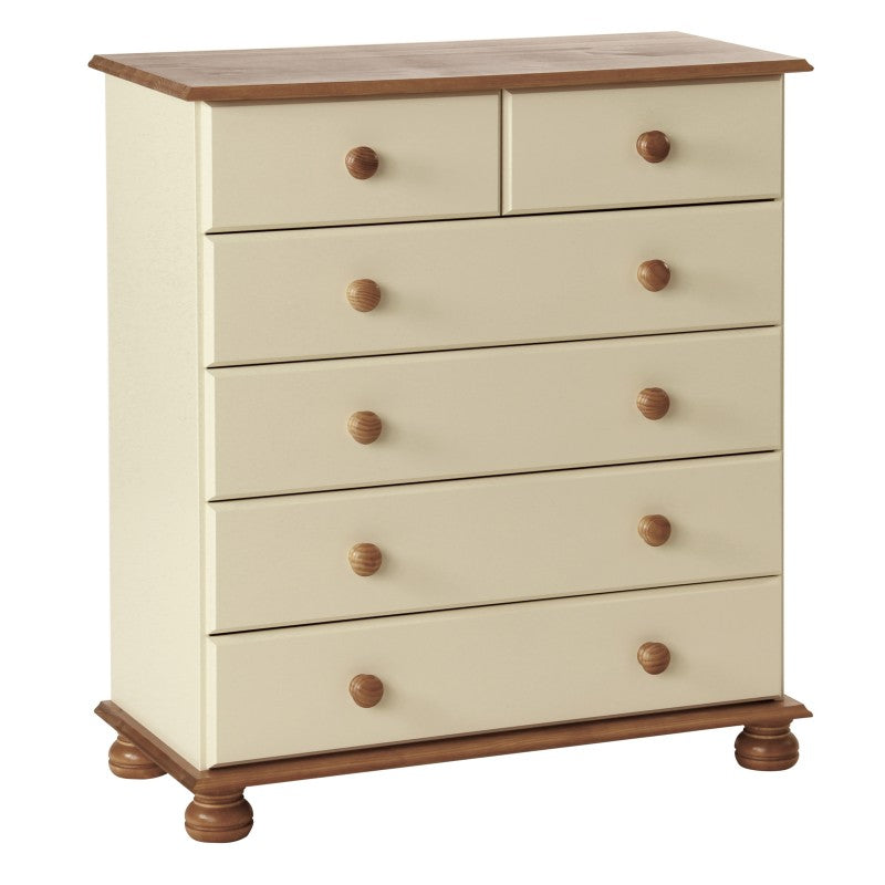 Copenhagen 2 + 4 Drawer Chest in Cream/Pine