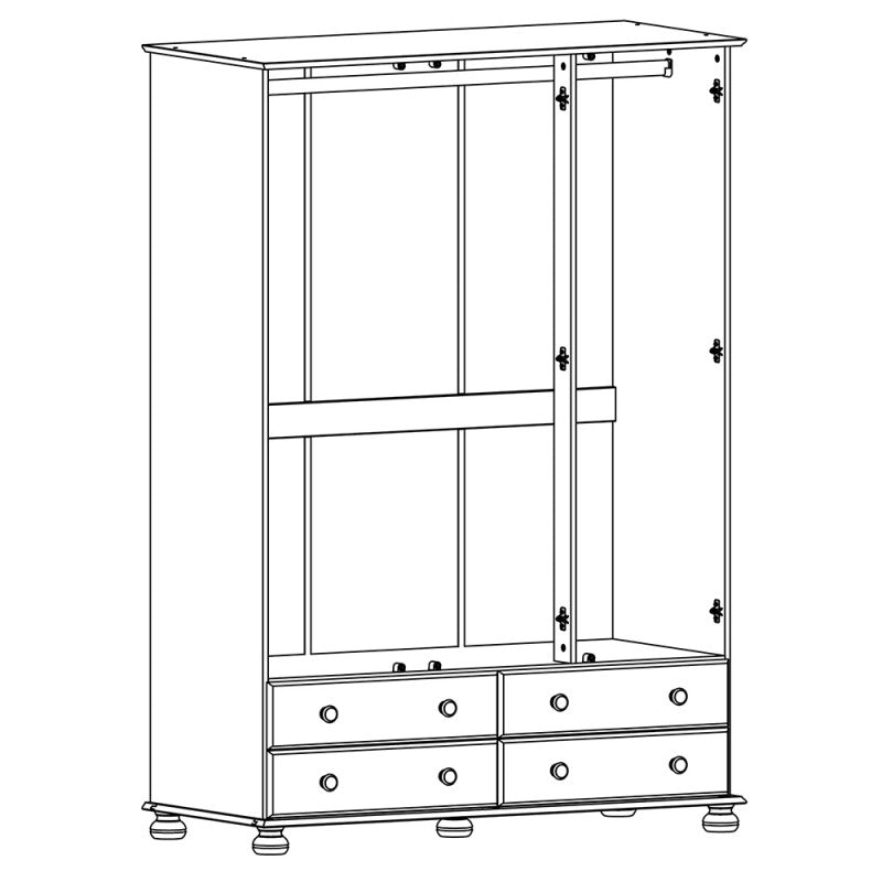 Copenhagen 3 Door 4 Drawer Wardrobe in White