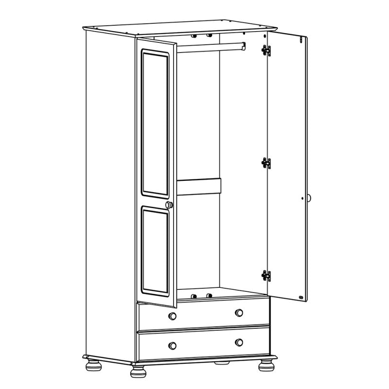 Copenhagen 2 door 2 drawer Wardrobe in White