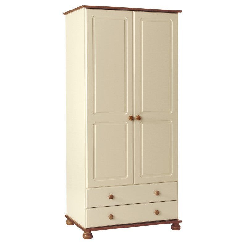 Copenhagen 2 door 2 drawer Wardrobe in Cream/Pine