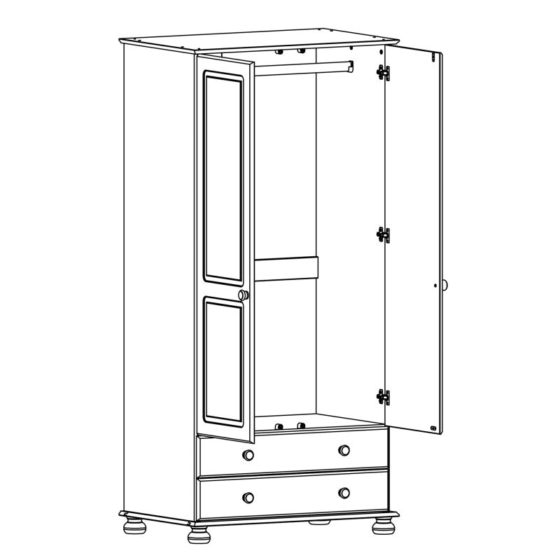 Copenhagen 2 door 2 drawer Wardrobe in Cream/Pine