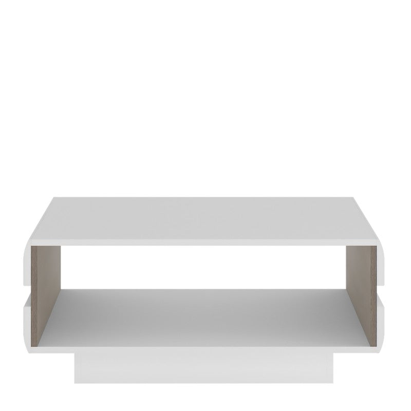 Chelsea Living Designer Coffee Table in white with an Truffle Oak Trim