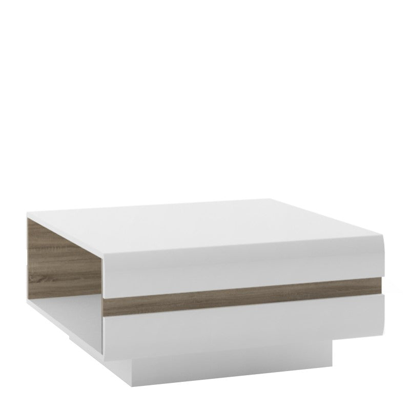 Chelsea Living Small Designer Coffee Table in white with an Truffle Oak Trim