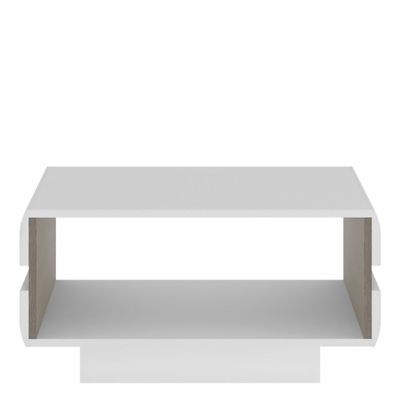 Chelsea Living Small Designer Coffee Table in white with an Truffle Oak Trim