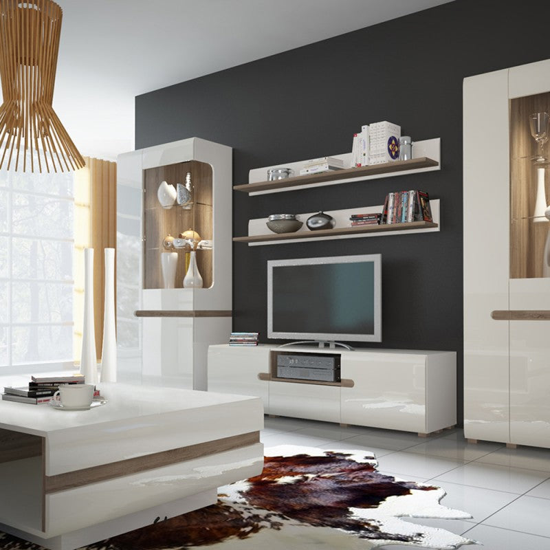 Chelsea Living Designer Coffee Table in white with an Truffle Oak Trim