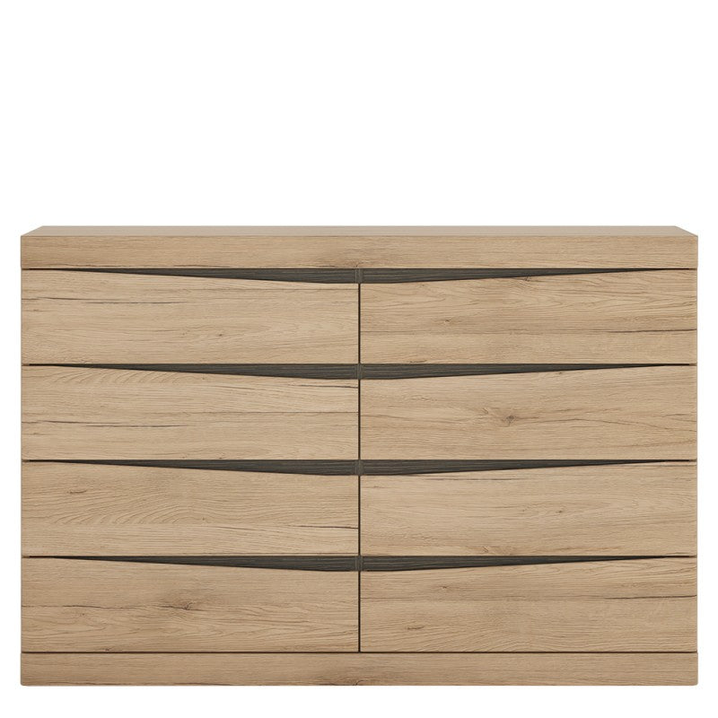 Kensington 4 + 4 Wide Chest of Drawers in Oak.
