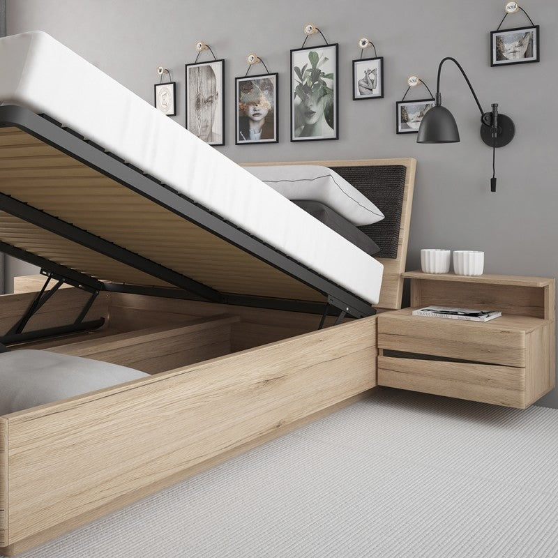 Kensington 140cm Double Bed frame with lift up frame inc slats in Oak.