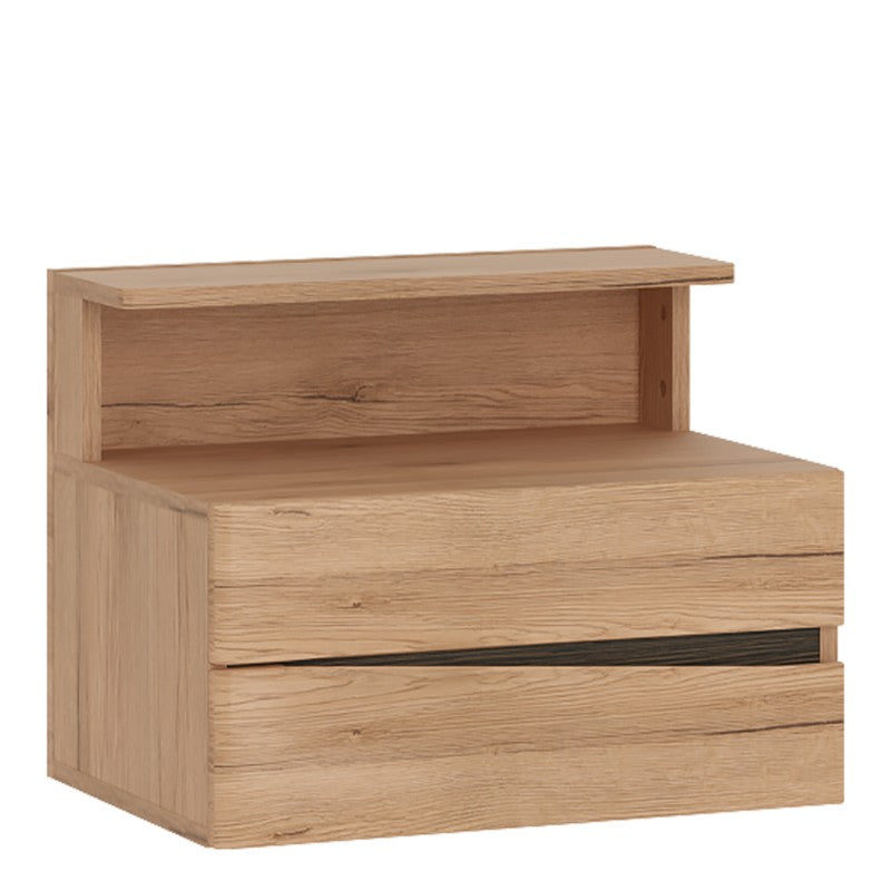 Kensington 2 Drawer Bedside Cabinet LH Drawer (wall fixing) in Oak.