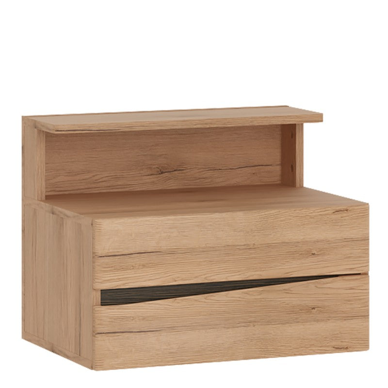 Kensington 2 Drawer Bedside Cabinet RH Drawer (wall fixing) in Oak.