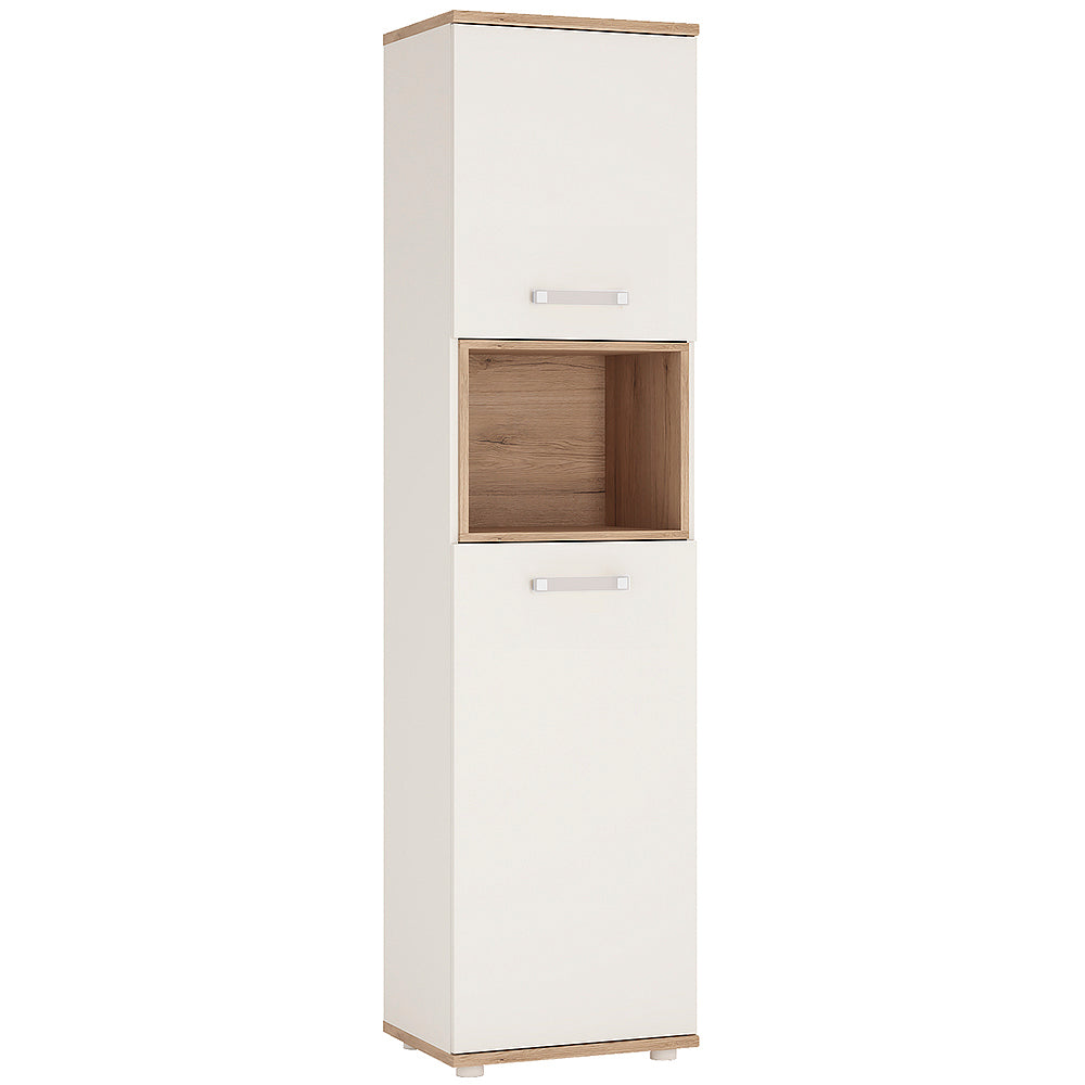 4KIDS Tall 2 door cabinet in light oak and white high gloss with opalino handles