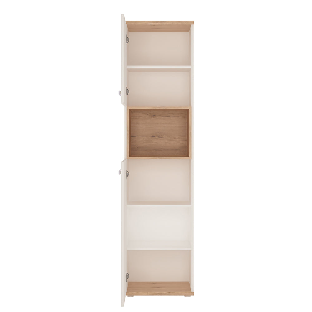 4KIDS Tall 2 door cabinet in light oak and white high gloss with opalino handles