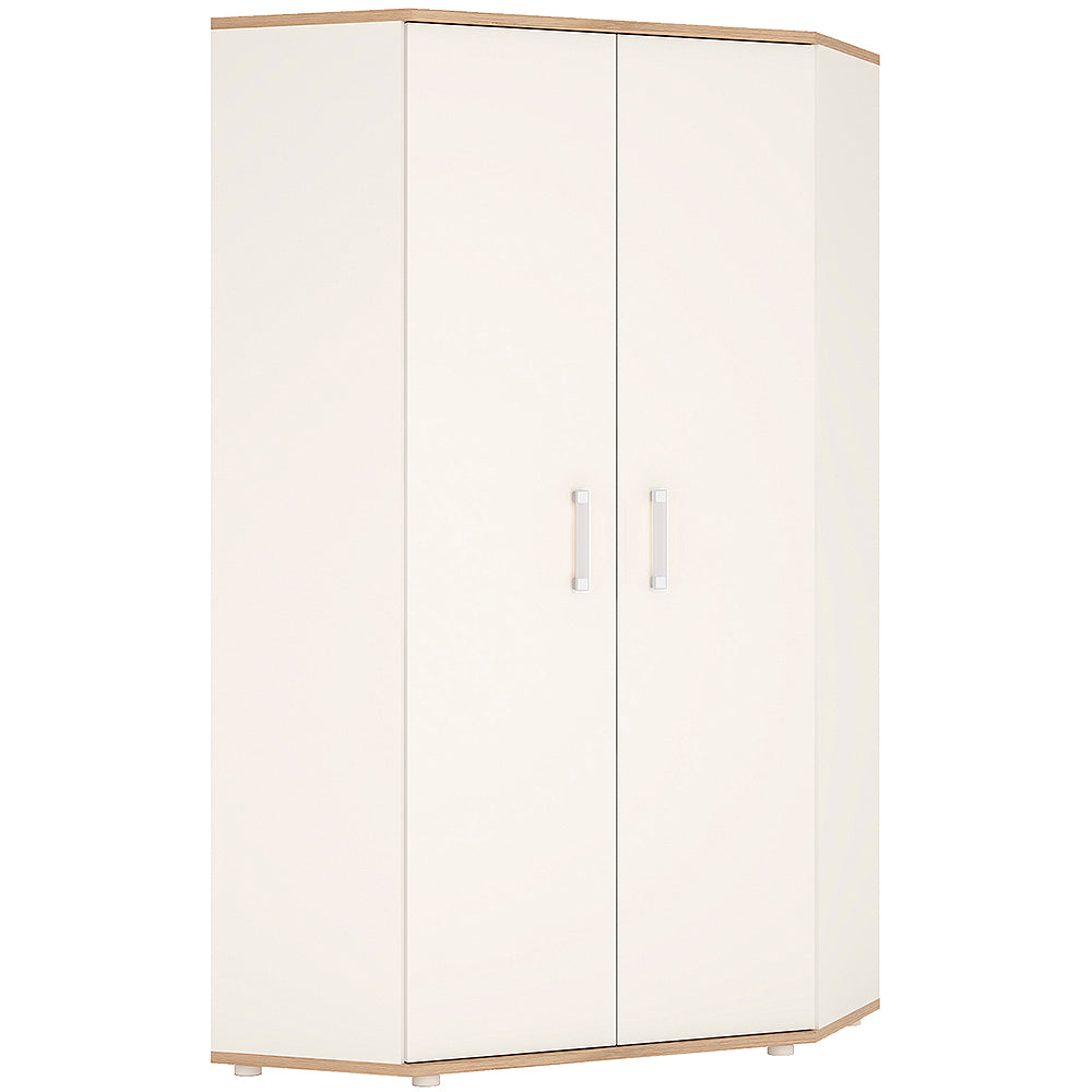 4KIDS Corner wardrobe in light oak and white high gloss with opalino handles