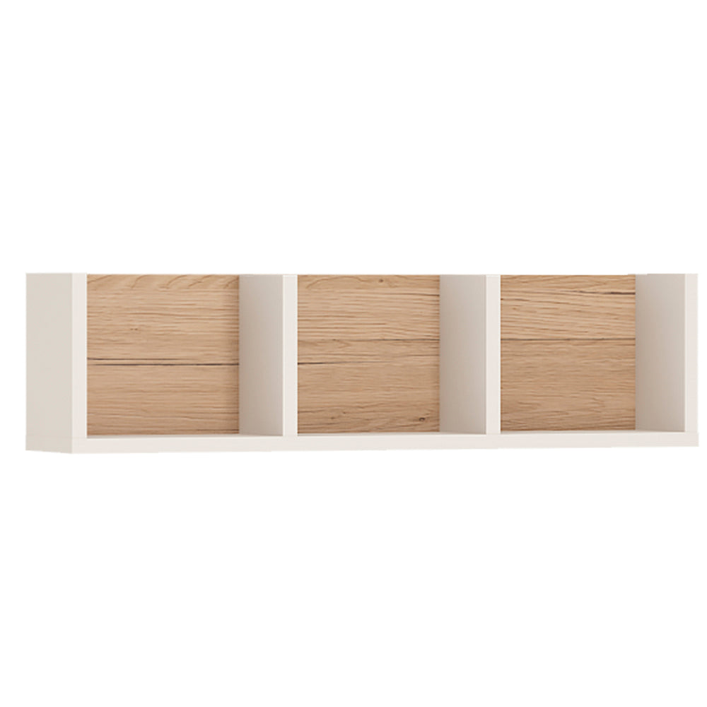 4KIDS 70 cm sectioned wall shelfin light oak and white high gloss