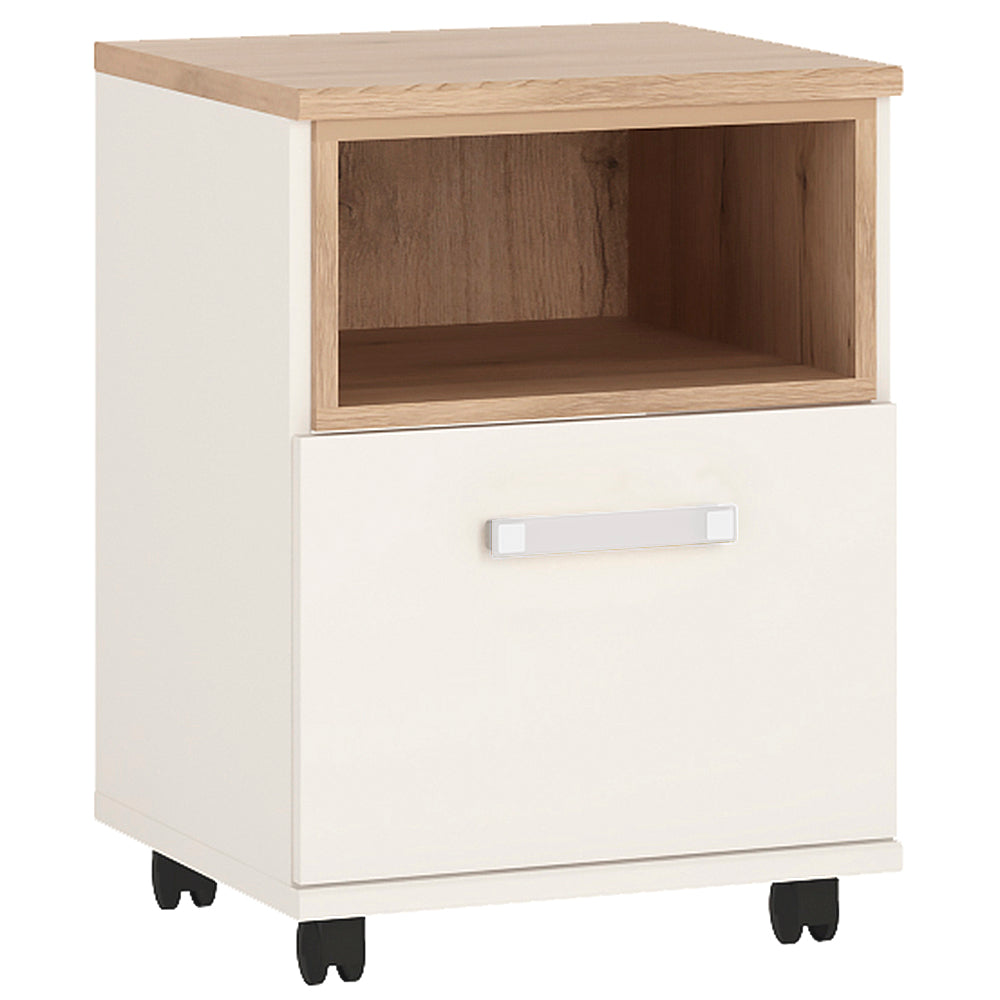 4KIDS 1 door desk mobile in light oak and white high gloss with opalino handles