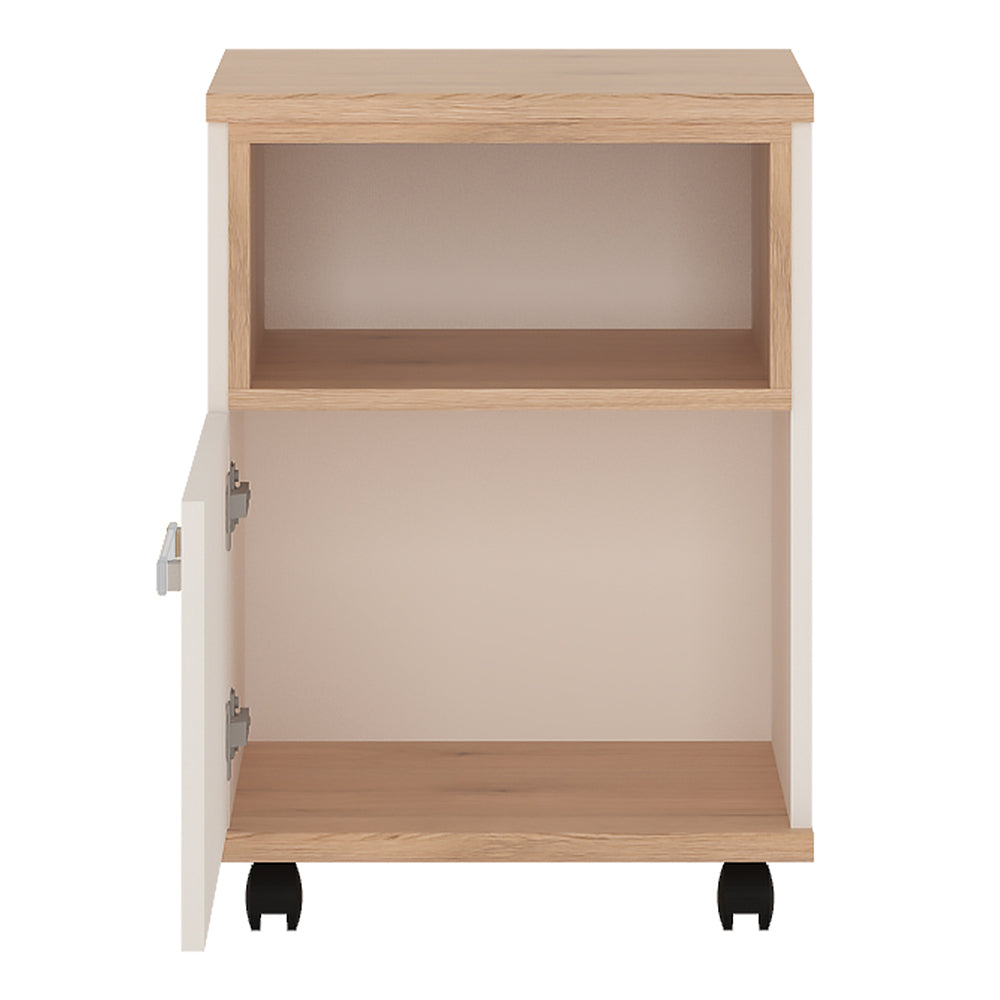 4KIDS 1 door desk mobile in light oak and white high gloss with opalino handles