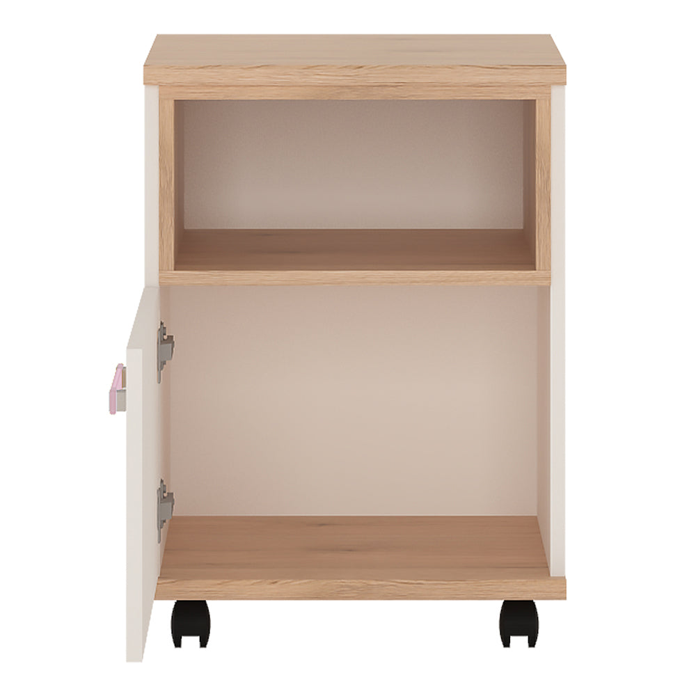 4KIDS 1 door desk mobile in light oak and white high gloss with lilac handles