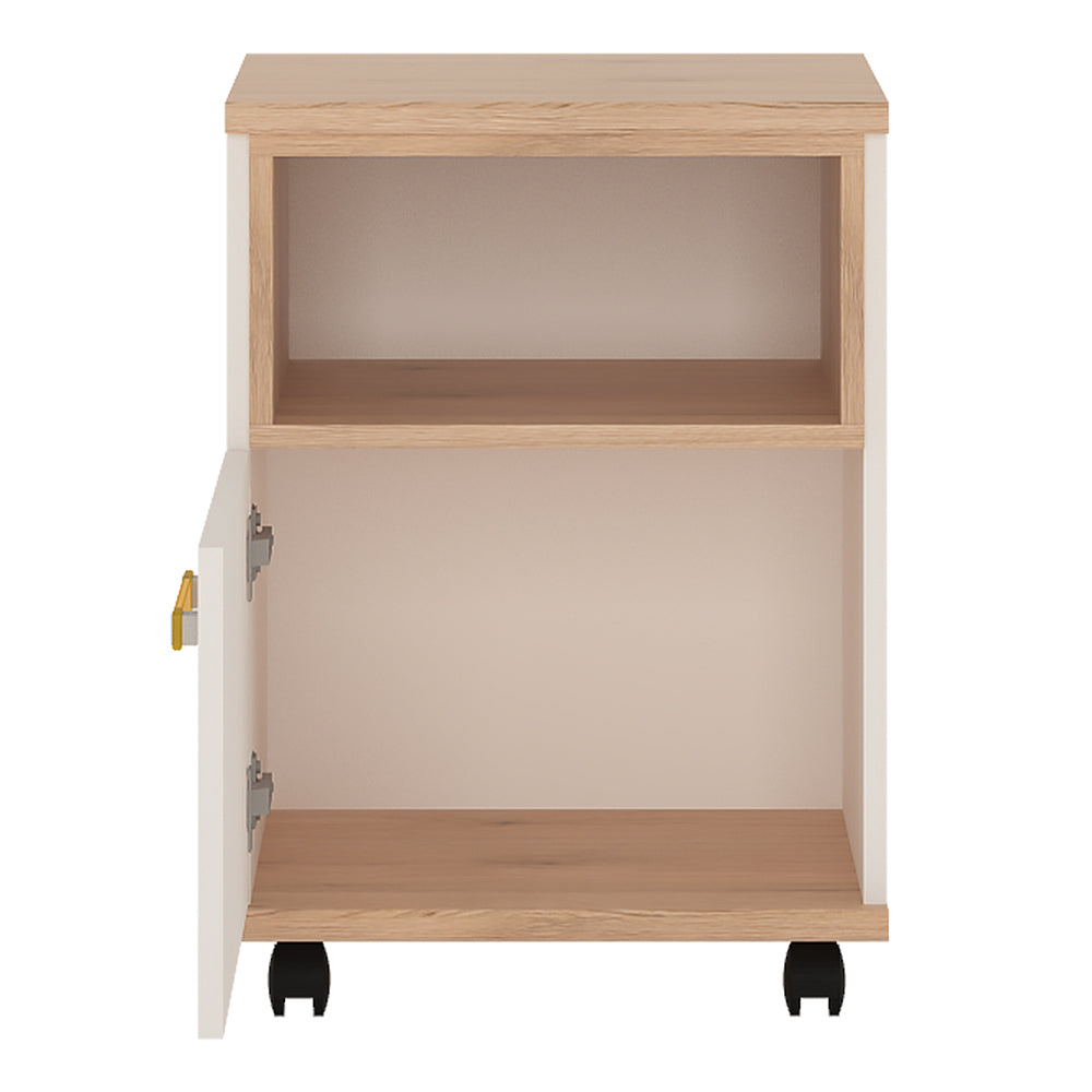 4KIDS 1 door desk mobile in light oak and white high gloss with orange handles