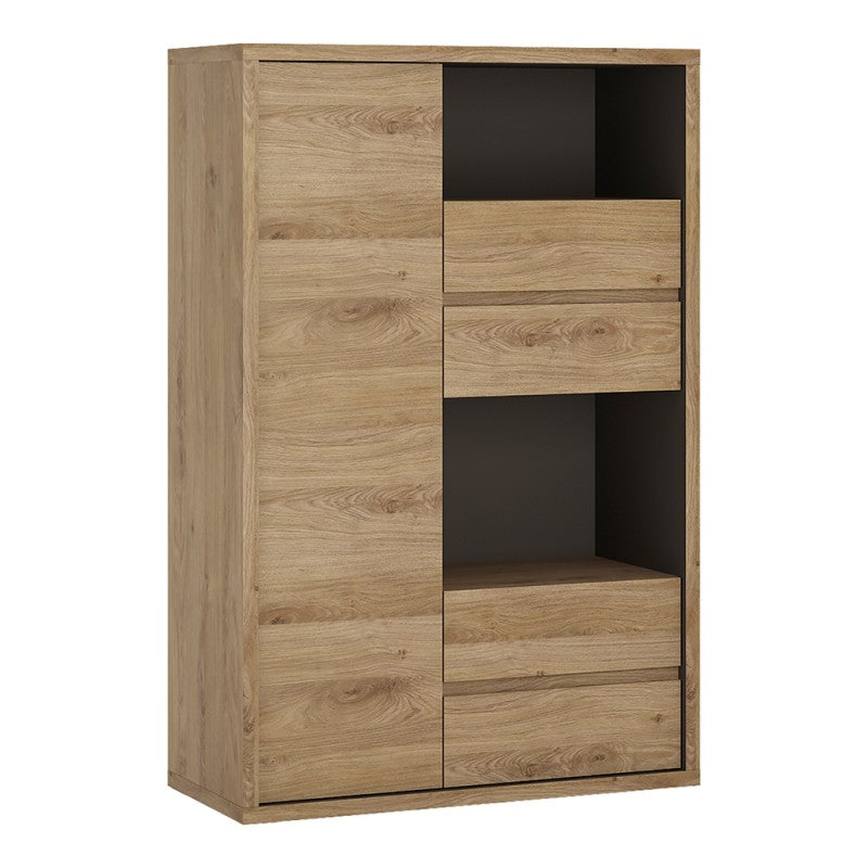 Shetland 1 Door 4 drawer display cabinet  in Shetland Oak