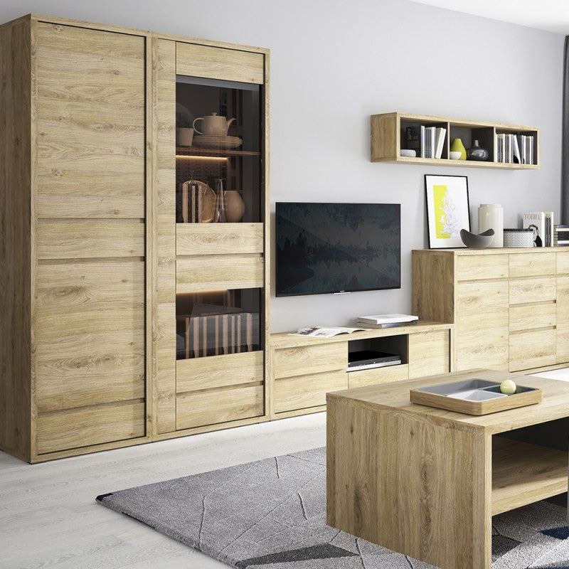 Shetland 2 Door 2 Drawer narrow cabinet  in Shetland Oak