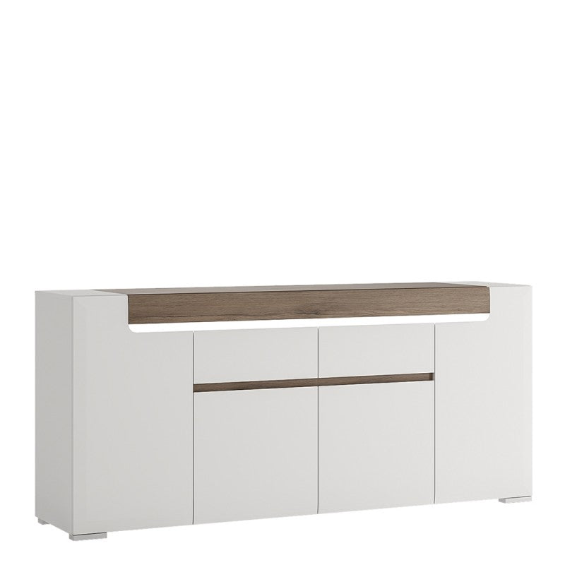 Toronto Wide 4 Door 2 Drawer Sideboard (inc. Plexi Lighting)