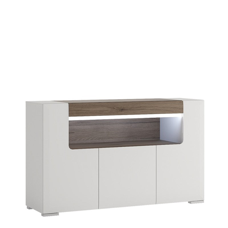 Toronto 3 Door Sideboard with open shelving (inc. Plexi Lighting)