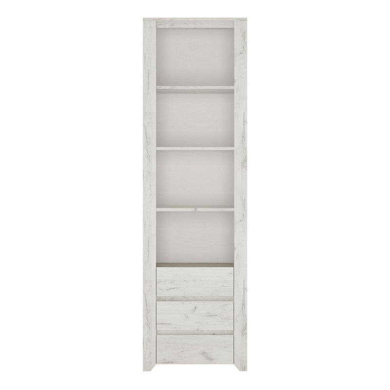 Angel Tall Narrow 3 Drawer Bookcase