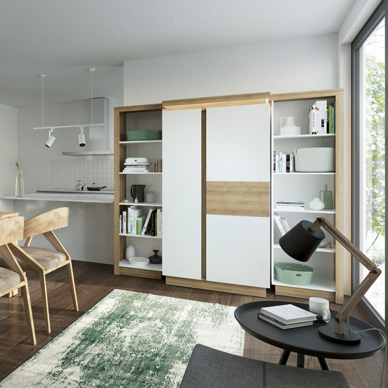 Lyon Bookcase (RH) in Riviera Oak/White high gloss