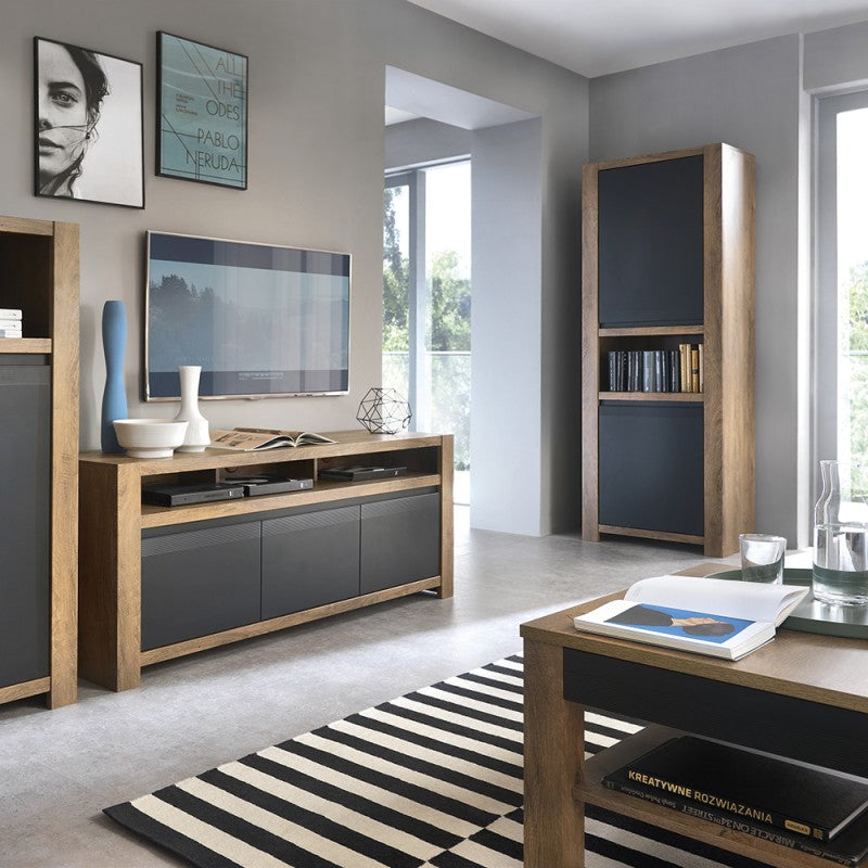 Havana 2 door tall cupboard with open shelf