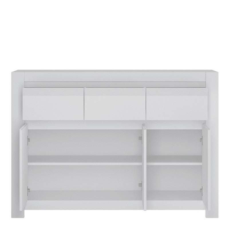 Novi 3 Door 3 Drawer Cabinet in Alpine White