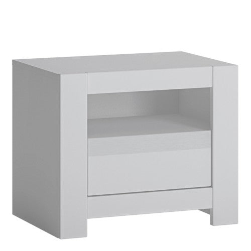 Novi 1 Drawer Bedside Table in Alpine White