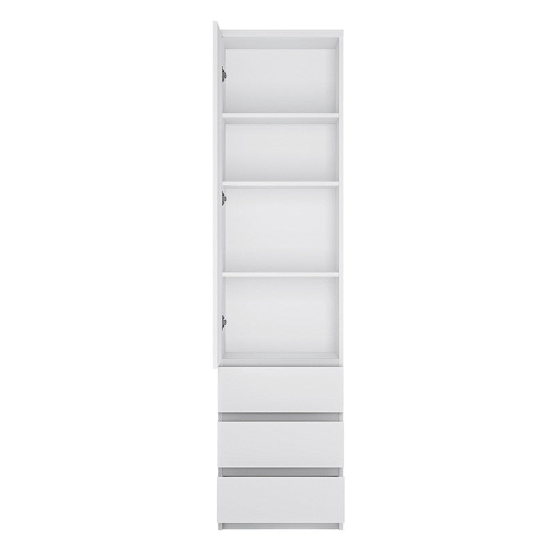 Fribo Tall narrow 1 door 3 drawer cupboard Alpine White