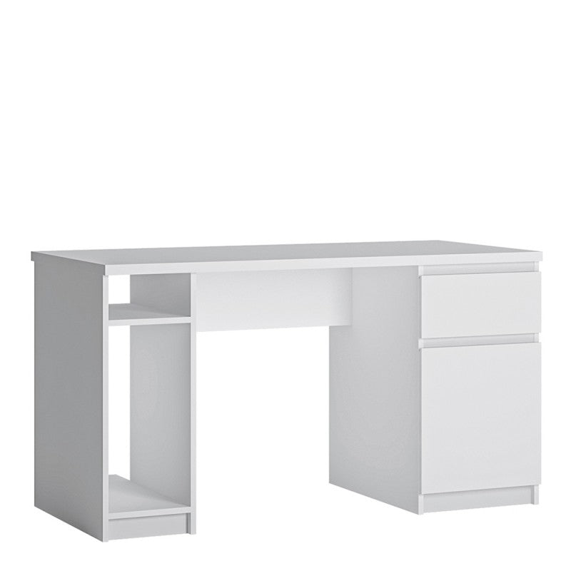 Fribo 1 door 1 drawer twin pedestal desk Alpine White