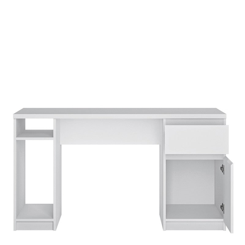 Fribo 1 door 1 drawer twin pedestal desk Alpine White