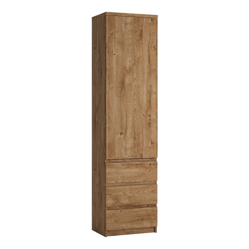 Fribo Tall narrow 1 door 3 drawer cupboard Golden Ribbeck Oak