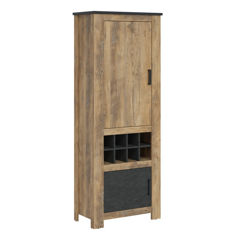 Rapallo 2 door cabinet with wine rack in Chestnut/Dark Matera