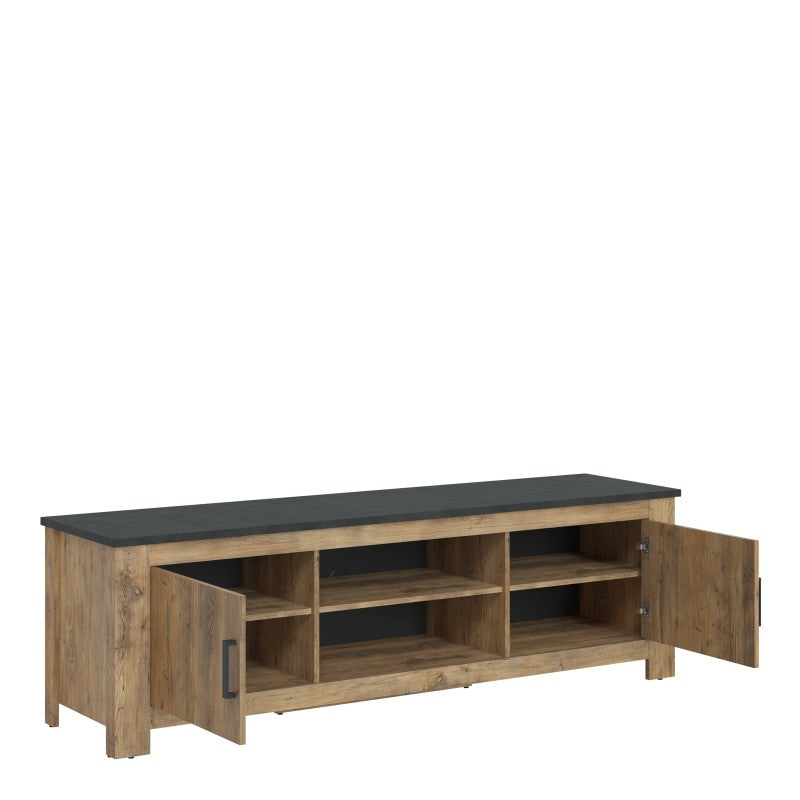 Rapallo 2 door 189 cm wide TV cabinet in Chestnut/Dark Matera