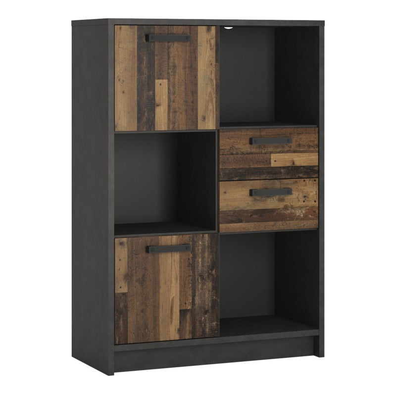 Brooklyn Low Bookcase with 2 Doors and 2 Drawers