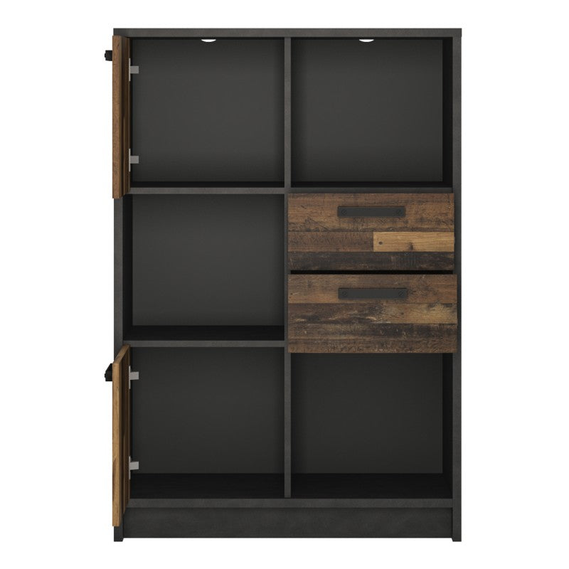 Brooklyn Low Bookcase with 2 Doors and 2 Drawers