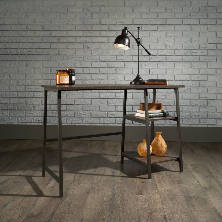 Industrial Style Bench Desk (Smoked Oak Finish)