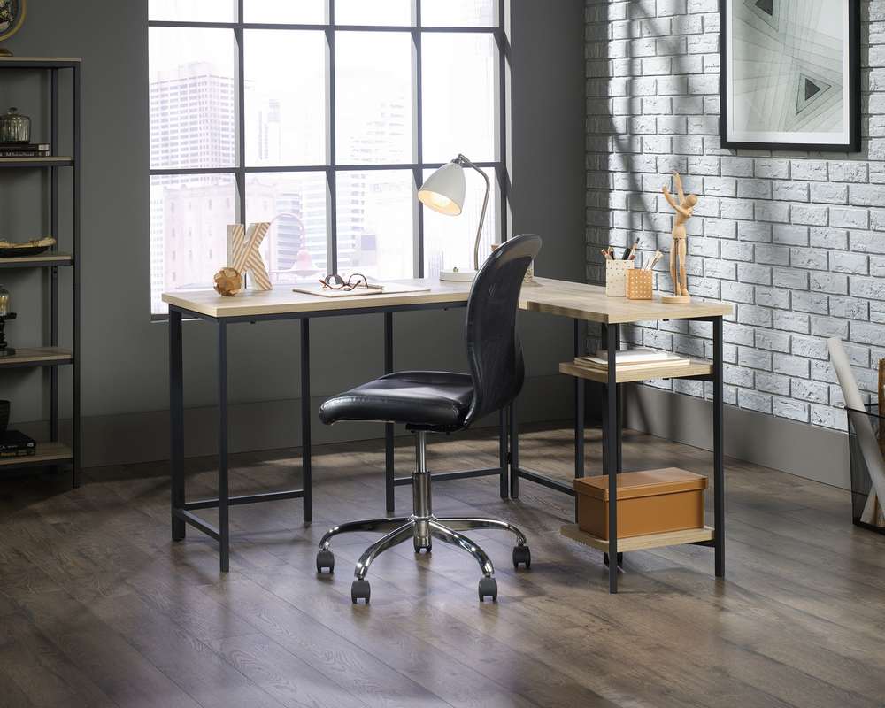 Industrial Style L-Shaped Desk Charter Oak