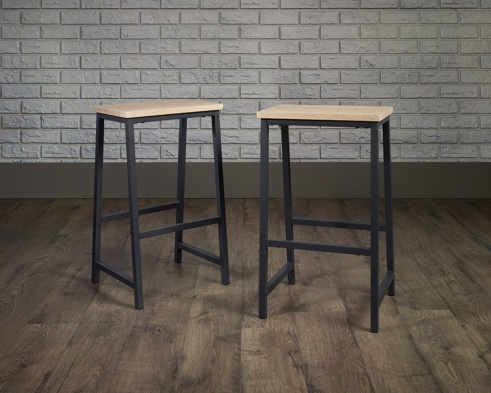 Industrial Style High Stool Charter Oak - Pack Of 2