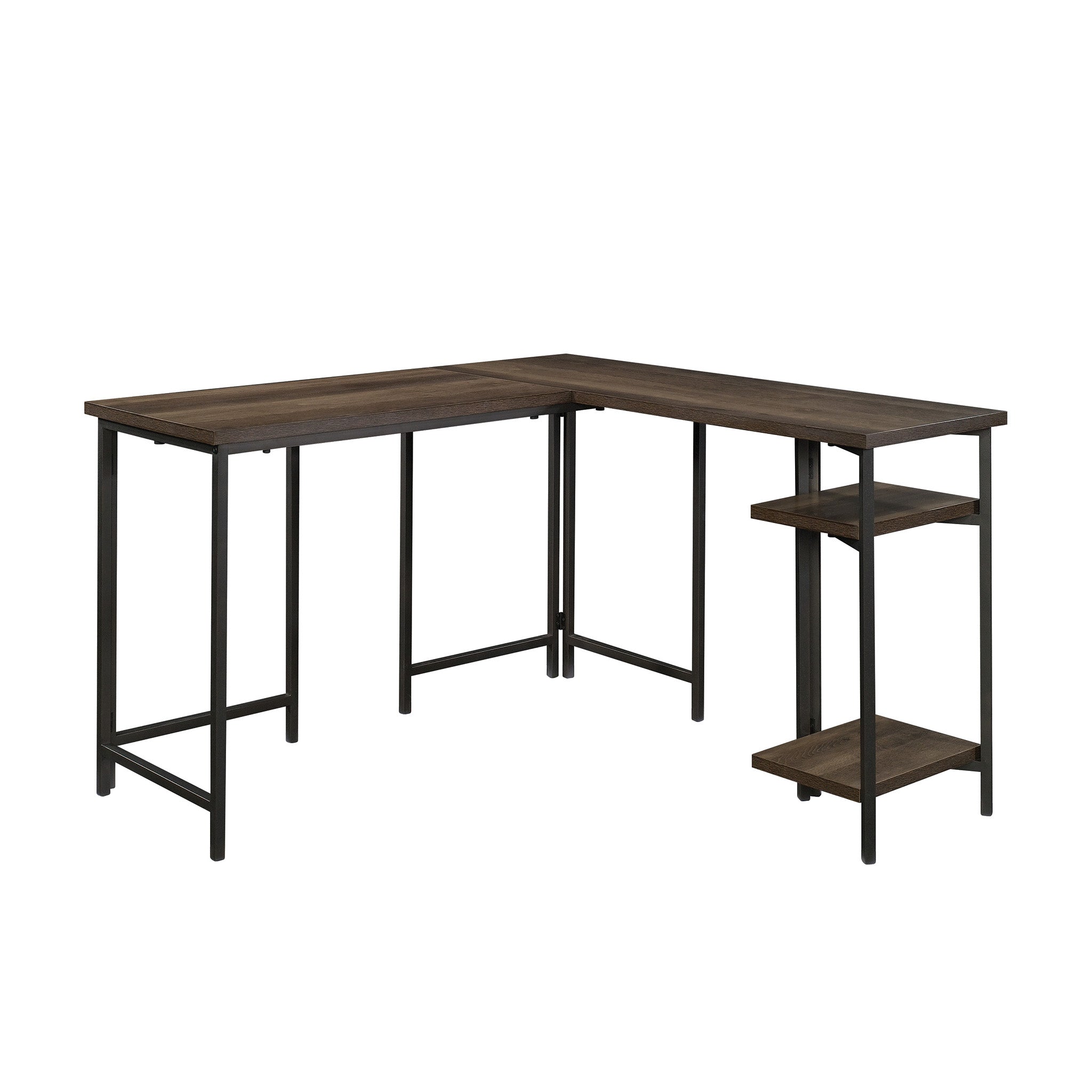 Industrial Style L-Shaped Desk Smoked Oak