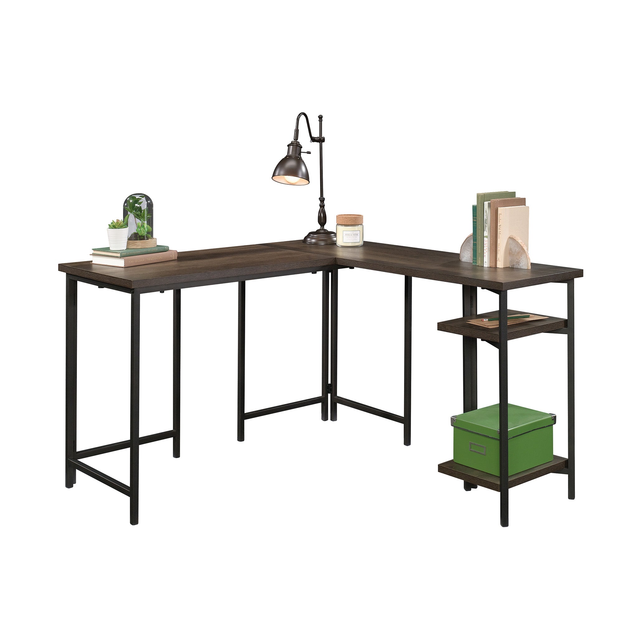 Industrial Style L-Shaped Desk Smoked Oak