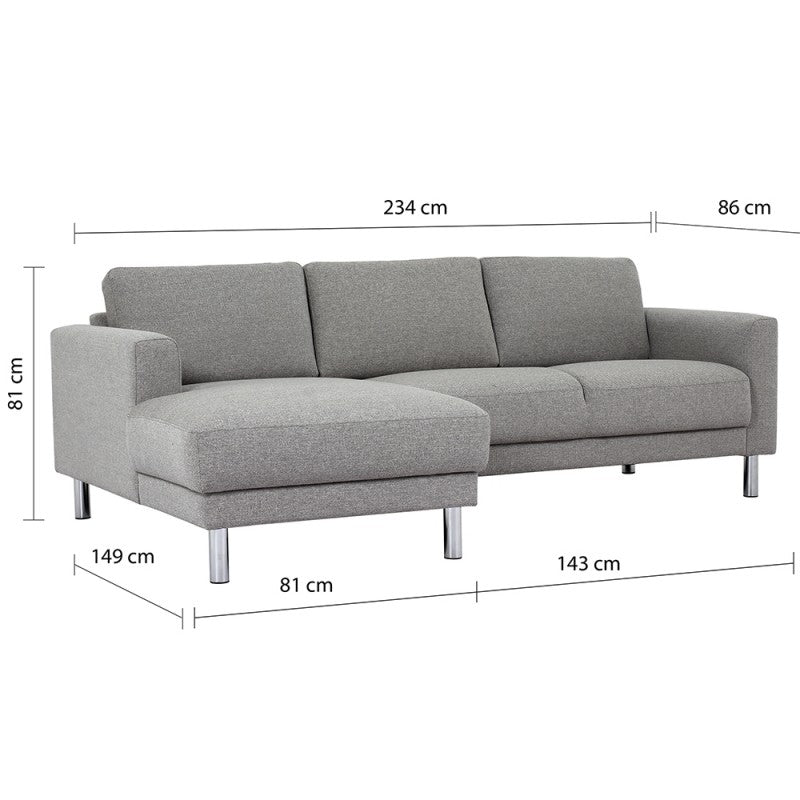 Cleveland Chaiselongue Sofa - NOVA Light Grey  (LH)