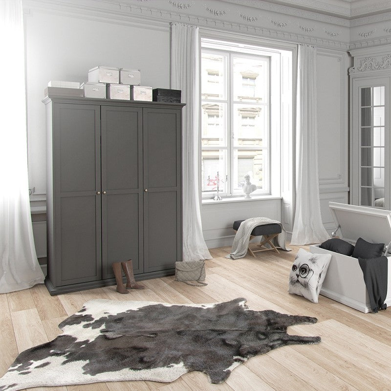 Paris Wardrobe with 3 Doors in Matt Grey