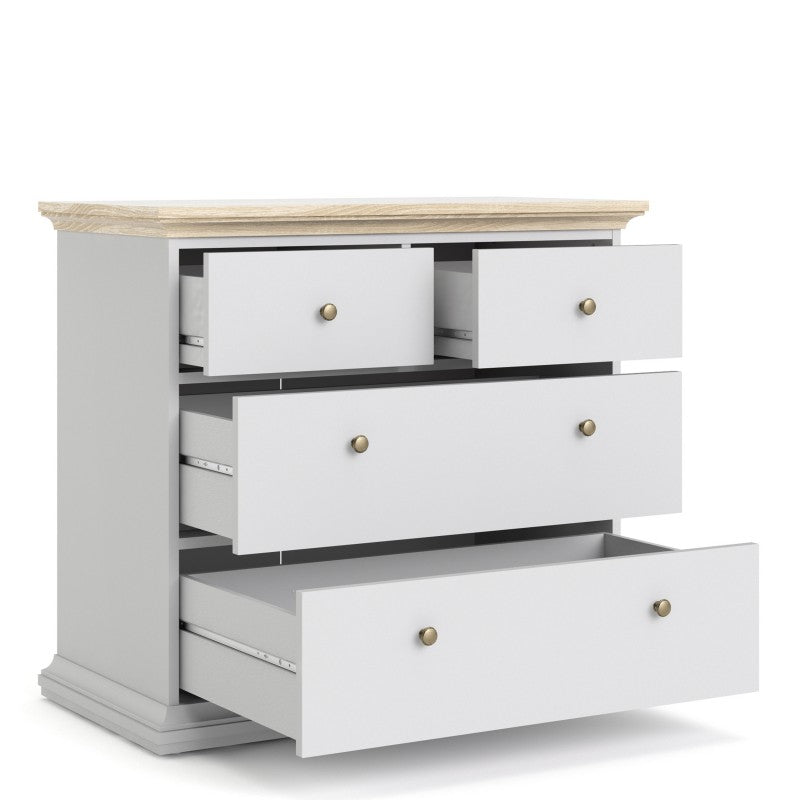 Paris Chest of 4 Drawers in White and Oak