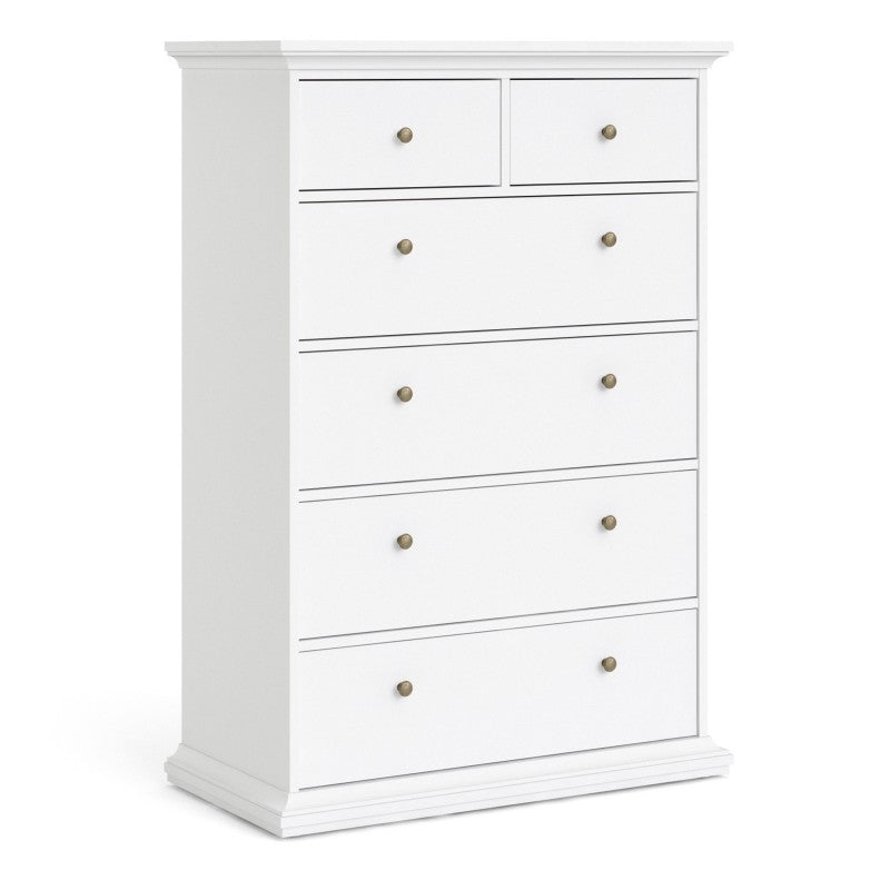 Paris Chest of 6 Drawers in White