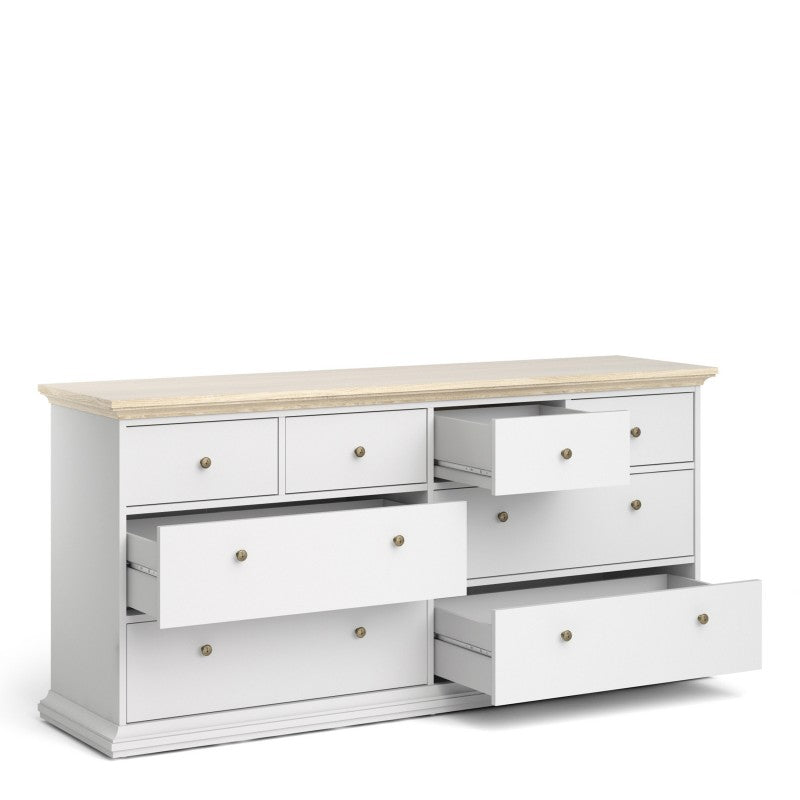 Paris Chest of 8 Drawers in White and Oak