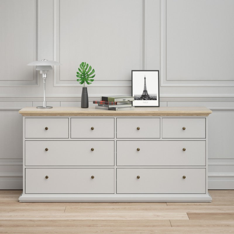 Paris Chest of 8 Drawers in White and Oak